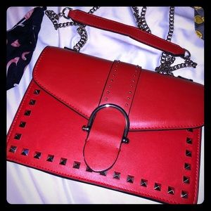 TOPSHOP studded red bag